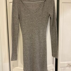 Gray long sleeve sweater dress